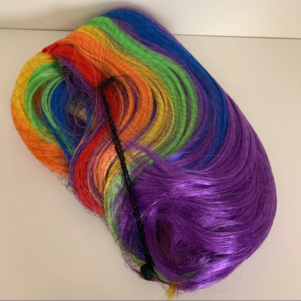 Rainbow wig with bangs